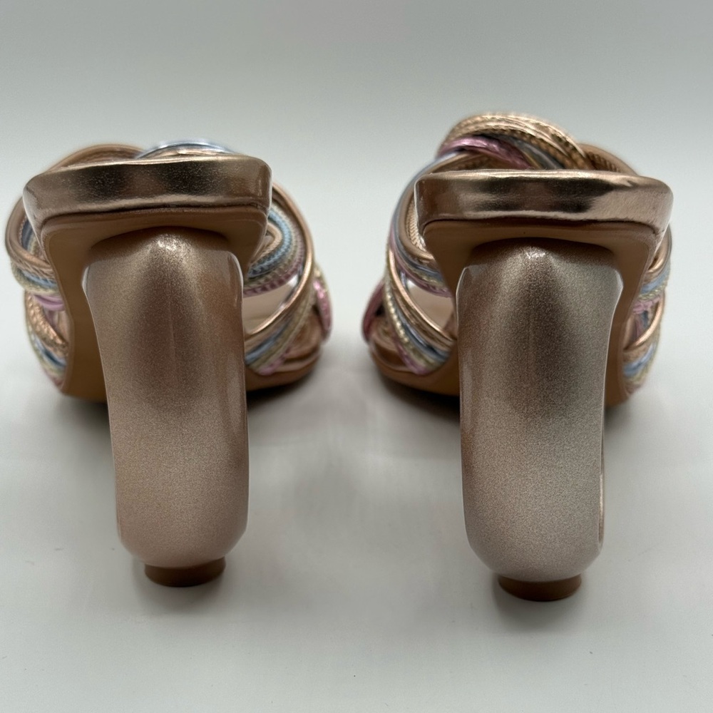 NINETY UNION Knotted STRAPPY SANDALS ON A ARCHITECTURAL HEEL IN PASTEL MULTI - Picture 11 of 17